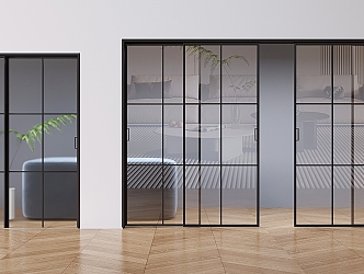 Glass sliding door frosted glass sliding door 3d model