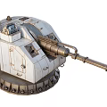 Vintage Metal Weapon Turret With Long Barrel And Circular Base Details