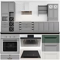 Modern Kitchen Interior Featuring Grey Cabinets White Countertop Range Hood And Oven
