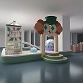 Colorful Indoor Children Play Equipment With Slide Canopy Structures And Fun Playhouse