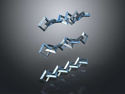 Modern Blue Geometric Chain Like Household Decorative Items With Floating Reflective Design 3d model