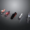Different Style Motorcycles in Red Black White Colors Showcased in Modern Design