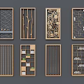 Diverse Wooden Room Dividers Featuring Geometric Branch Gear And Decorative Patterns