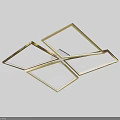 Four Square Ceiling Lights With Golden Frame White Shade Modern Design For Home Interior