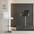 Modern Leather Bar Stools With White Black Design Metal Base And Backrest 3d model