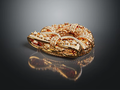 Elegant Golden Fashion Belt With Intricate Decorative Patterns And Shiny Embellished Surface 3d model