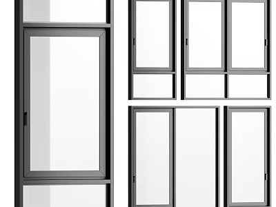 Modern Black Frame Casement Windows With Clear Glass And Sleek Modern Design 3d model