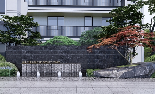 Modern landscape wall-to-landscape wall water drop stone fountain 3d model