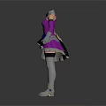 Two Character Outfits With White Gold Armor And Purple Costume Design Elements