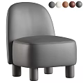Modern Upholstered Single Chair With Rounded Backrest In Brown And White Fabric