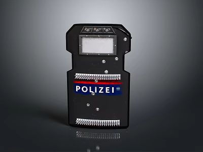Police Weapon With Black Design Digital Screen And POLIZEI Logo For Tactical Use 3d model