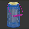 Shiny Blue Metal Milk Can With Two Handles And Wooden Grip