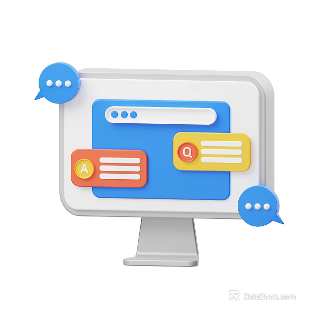 Digital Computer Monitor Featuring Speech Bubbles Message Icons And Browser Window 3d model 