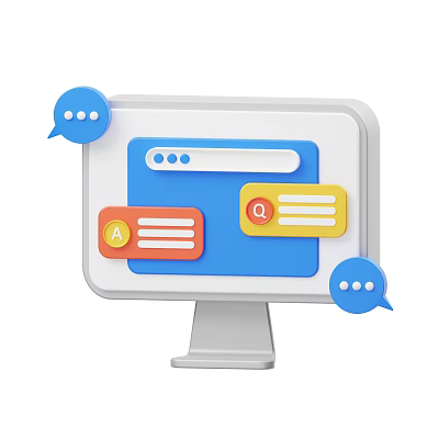 Digital Computer Monitor Featuring Speech Bubbles Message Icons And Browser Window 3d model