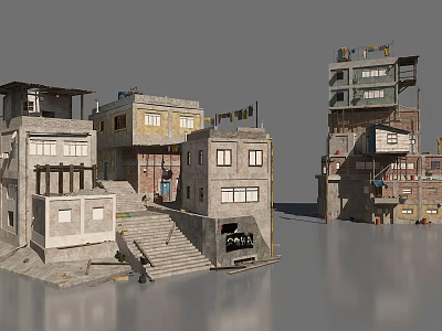 Detailed 3D Urban Buildings With Stairs Balconies And Multiple Floors 3d model