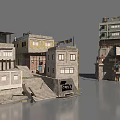 Detailed 3D Urban Buildings With Stairs Balconies And Multiple Floors