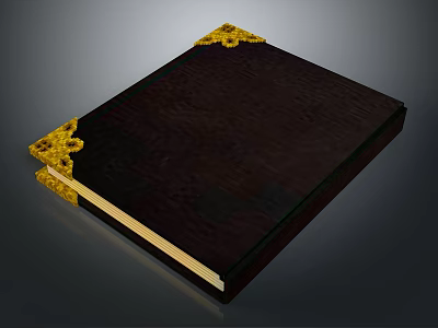 Elegant Dark Cover Notebook With Golden Decorative Corners And Timeless Design 3d model