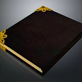 Elegant Dark Cover Notebook With Golden Decorative Corners And Timeless Design