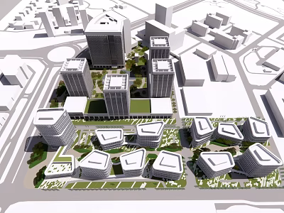 Modern Industrial Factory Building Cluster Urban Industrial Zone Master Plan Layout Design 3d model