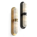 Modern Marble Wall Lamp With Gold And Black Metal Frame For Elegant Interior Design
