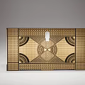 Elegant Modern Decorative Cabinet With Geometric Patterns Perforated Design Gold Black 3d model