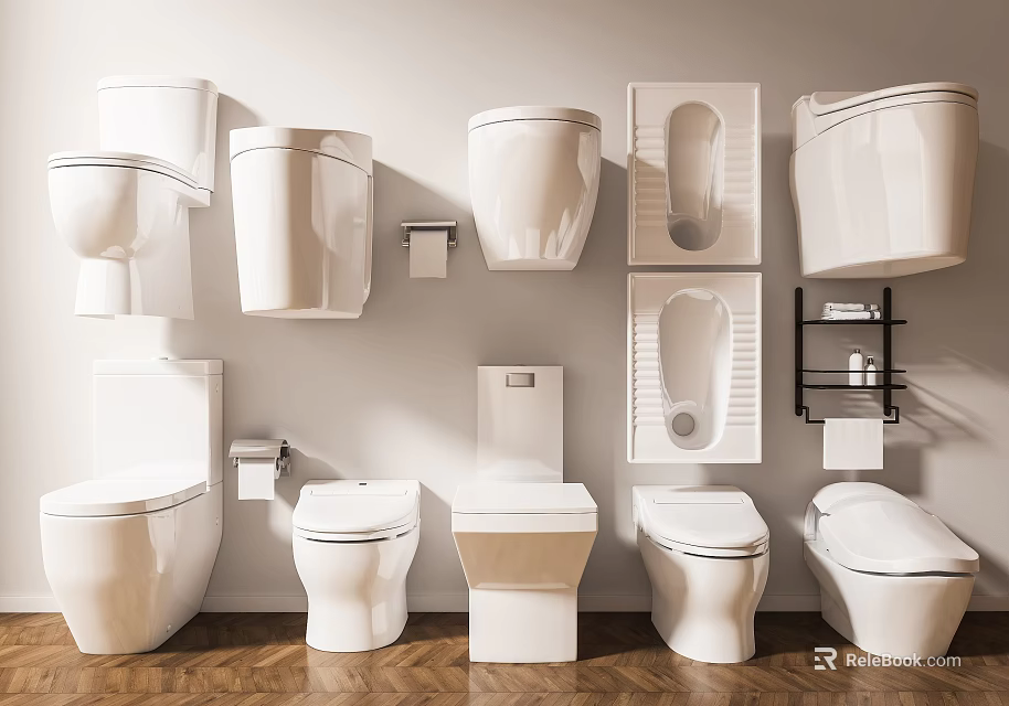 Various Styles Of Modern Toilets For Bathroom Interior Design 3d model 