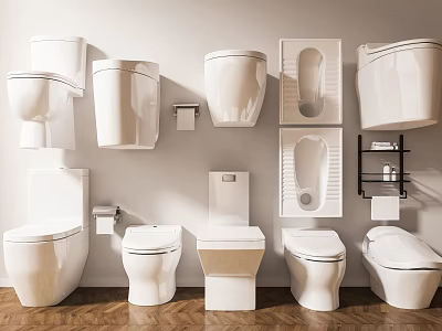 Various Styles Of Modern Toilets For Bathroom Interior Design 3d model