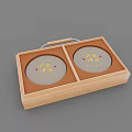 Traditional Wooden Ornament Decoration Set With Red Ribbon And Golden Patterns
