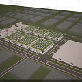 Modern Industrial Factory Exterior With Connected Buildings Green Areas Road And Logistics Vehicles