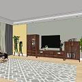 Modern Wooden TV Cabinet With Glass Door Storage And Decorative Items