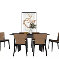 Modern Dining Table and Chair Combination Simple Dining Table and Chair 3d model