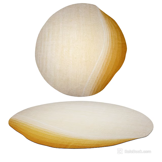 Elegant Shaped Circular Rug With Cream And Yellow Gradient Texture Design 3d model 
