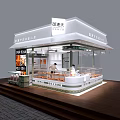 Modern Dessert Shop Interior Featuring Glass Display Cases Pastry And Seating Area