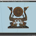 Ancient Carved Artifact With Bird Shaped Supports Circular Decorative Disc And Intricate Patterns