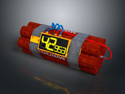 Explosive Weapon Device with Digital Timer Showing 4253 Gray Straps and Colored Wires 3d model