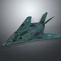 Green Military Stealth Aircraft with Sleek Angular Design and Detailed Panel Structure 3d model
