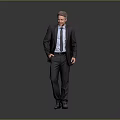Man In Formal Suit And Tie Standing Confidently Against Gray Background