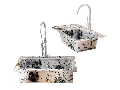 Two Black Speckled Sinks With Modern Faucets And Smooth Surface Design 3d model