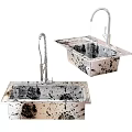Two Black Speckled Sinks With Modern Faucets And Smooth Surface Design 3d model