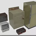 Vintage Retro Electronic Appliances Collection Featuring Old Television Washing Machine Refrigerator And Radio