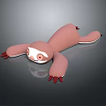 Cute Pink Sloth Plush Toy With White Face And Red Claws On Gray Background
