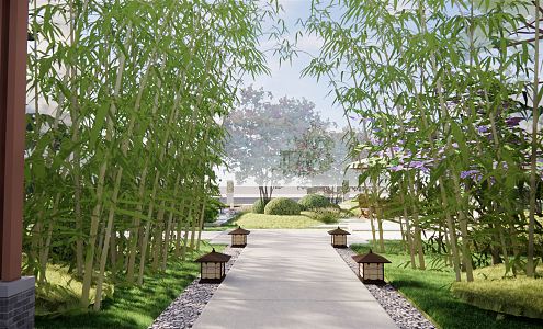 Modern Courtyard Garden 3d model