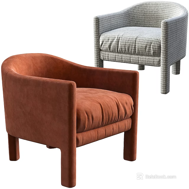 Modern Single Sofa Designs With Velvet And Plaid Upholstery For Living Room 3d model 