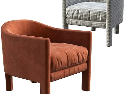 Modern Single Sofa Designs With Velvet And Plaid Upholstery For Living Room 3d model
