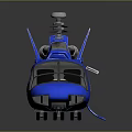 Shiny Blue Helicopter Model with Rotor and Metallic Fuselage on Dark Background
