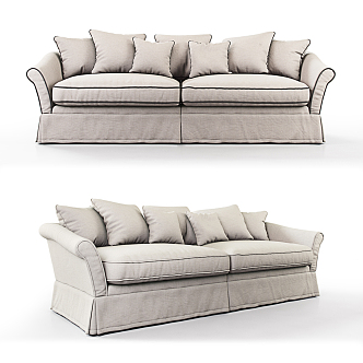 European-style double sofa double leisure sofa 3d model