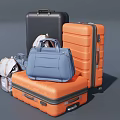 Assorted Luggage Collection Featuring Black Orange Blue Gray Suitcases Backpacks And Handbags