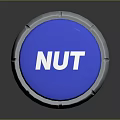 NUT Label Round Button With Blue Top And White Base On Dark Background 3d model