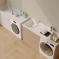 Balcony Cabinet With Washing Machine Sink And Functional Storage Design