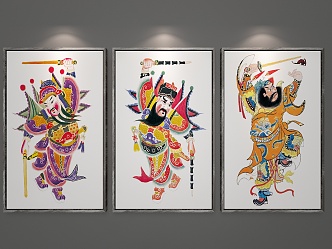 New Chinese figure painting decorative painting 3d model